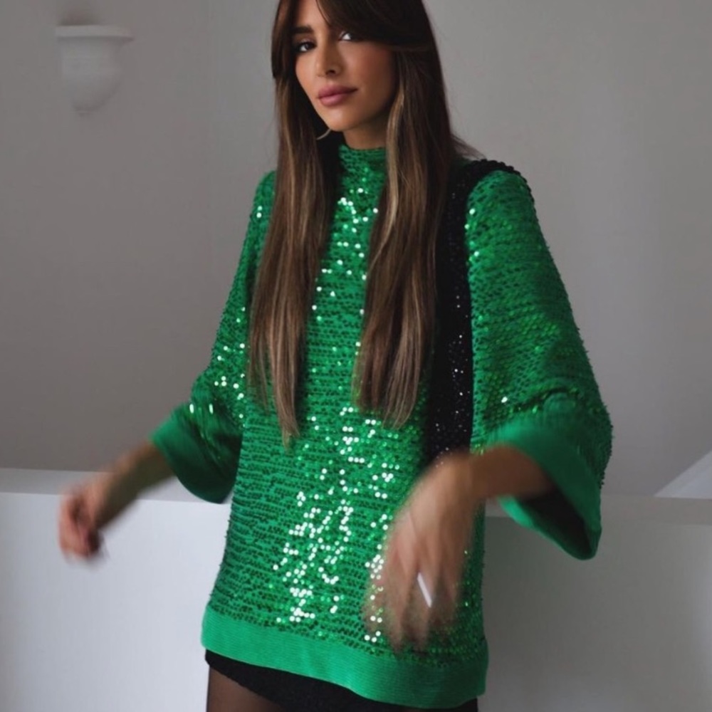 Zara Green sequin sweater